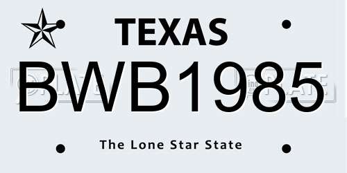 BWB1985 Texas License Plate