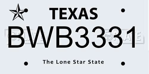 BWB3331 Texas License Plate