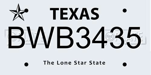 BWB3435 Texas License Plate