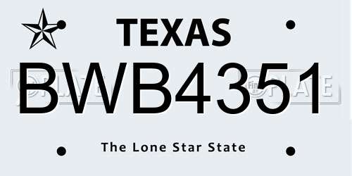 BWB4351 Texas License Plate