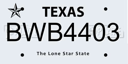 BWB4403 Texas License Plate