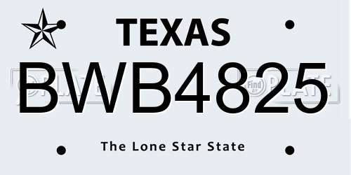 BWB4825 Texas License Plate