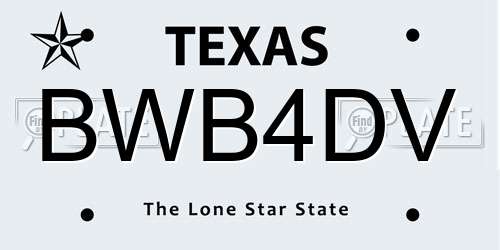 BWB4DV Texas License Plate