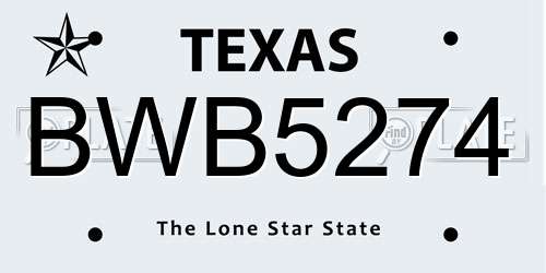 BWB5274 Texas License Plate