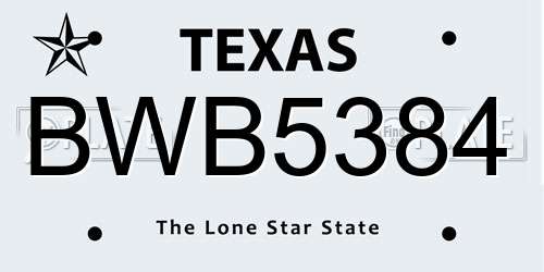 BWB5384 Texas License Plate
