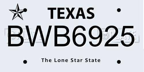 BWB6925 Texas License Plate
