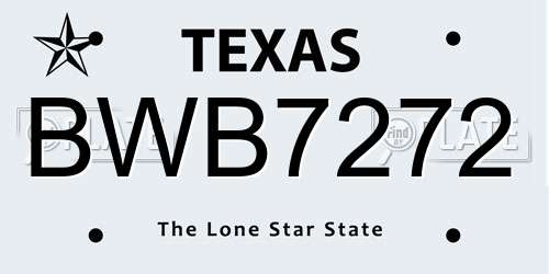 BWB7272 Texas License Plate