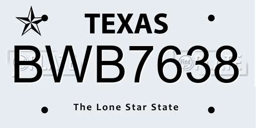 BWB7638 Texas License Plate