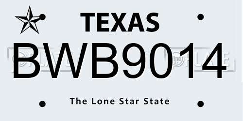 BWB9014 Texas License Plate