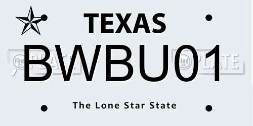 BWBU01 Texas License Plate