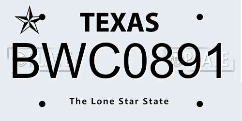 BWC0891 Texas License Plate
