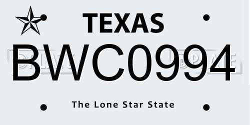 BWC0994 Texas License Plate