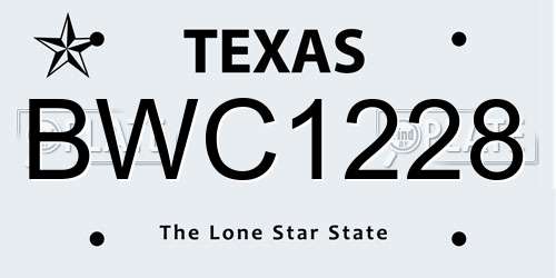 BWC1228 Texas License Plate