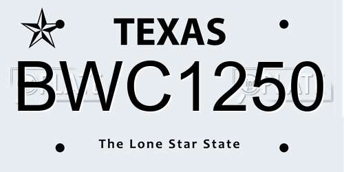 BWC1250 Texas License Plate