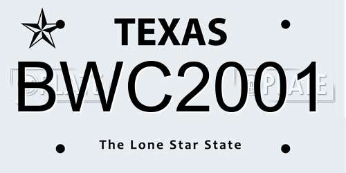 BWC2001 Texas License Plate