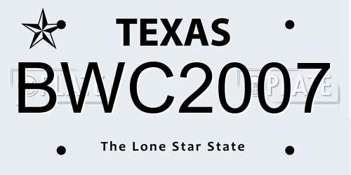 BWC2007 Texas License Plate