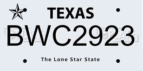 BWC2923 Texas License Plate