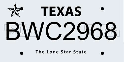 BWC2968 Texas License Plate