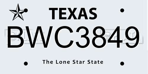 BWC3849 Texas License Plate