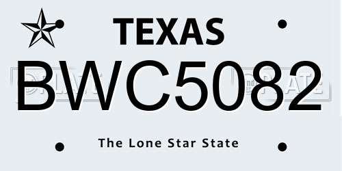 BWC5082 Texas License Plate