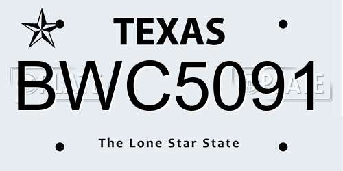 BWC5091 Texas License Plate