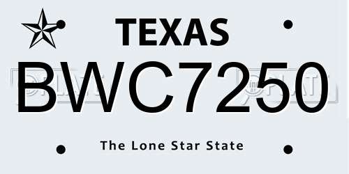BWC7250 Texas License Plate