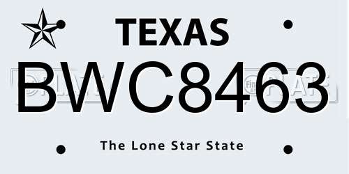 BWC8463 Texas License Plate