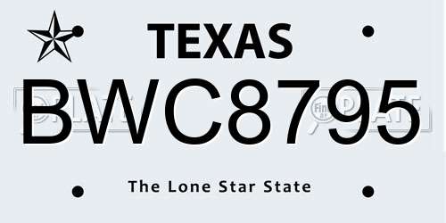 BWC8795 Texas License Plate