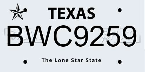 BWC9259 Texas License Plate