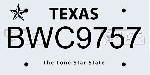 BWC9757 Texas License Plate