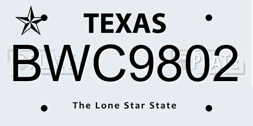 BWC9802 Texas License Plate