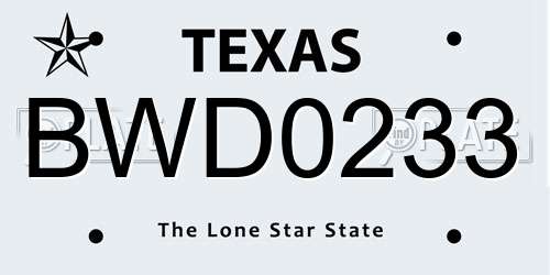 BWD0233 Texas License Plate
