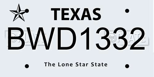 BWD1332 Texas License Plate