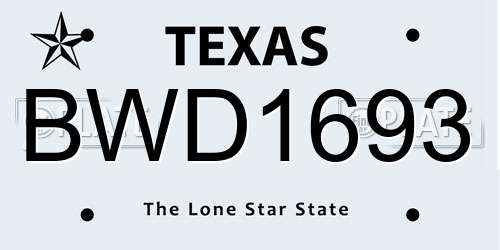 BWD1693 Texas License Plate