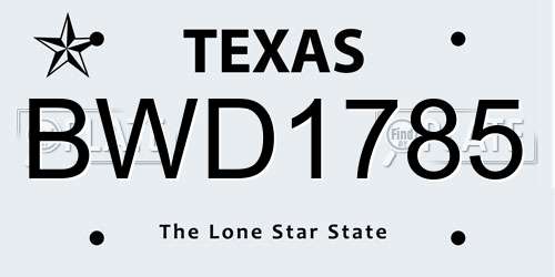BWD1785 Texas License Plate