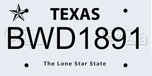 BWD1891 Texas License Plate