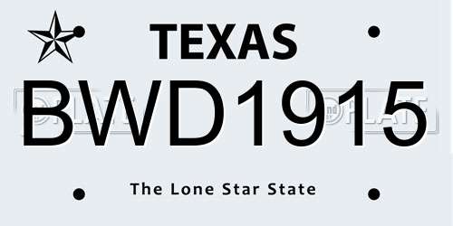 BWD1915 Texas License Plate