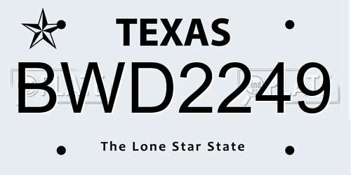 BWD2249 Texas License Plate