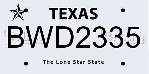 BWD2335 Texas License Plate