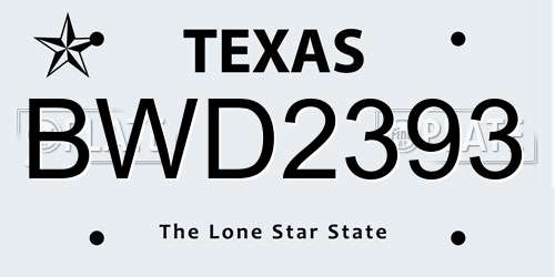 BWD2393 Texas License Plate