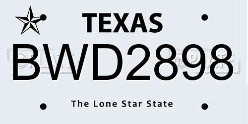 BWD2898 Texas License Plate