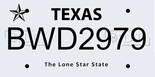 BWD2979 Texas License Plate