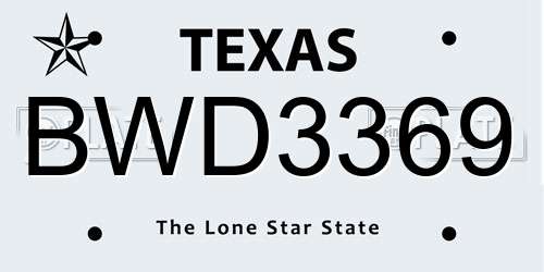 BWD3369 Texas License Plate