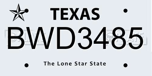 BWD3485 Texas License Plate
