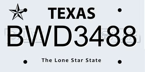 BWD3488 Texas License Plate