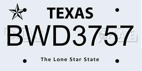 BWD3757 Texas License Plate