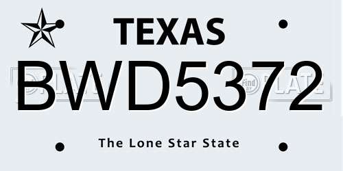 BWD5372 Texas License Plate