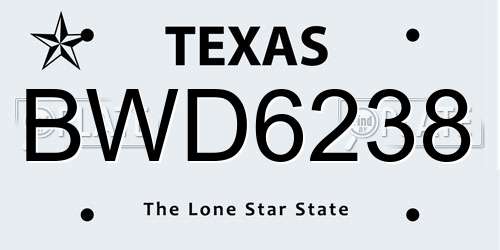 BWD6238 Texas License Plate