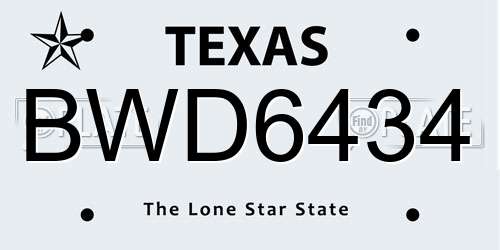 BWD6434 Texas License Plate