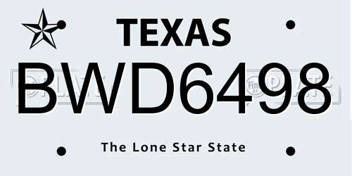 BWD6498 Texas License Plate